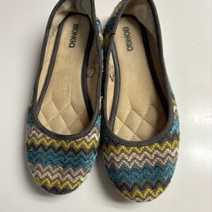 BONGO Blue and Yellow Chevron Flats